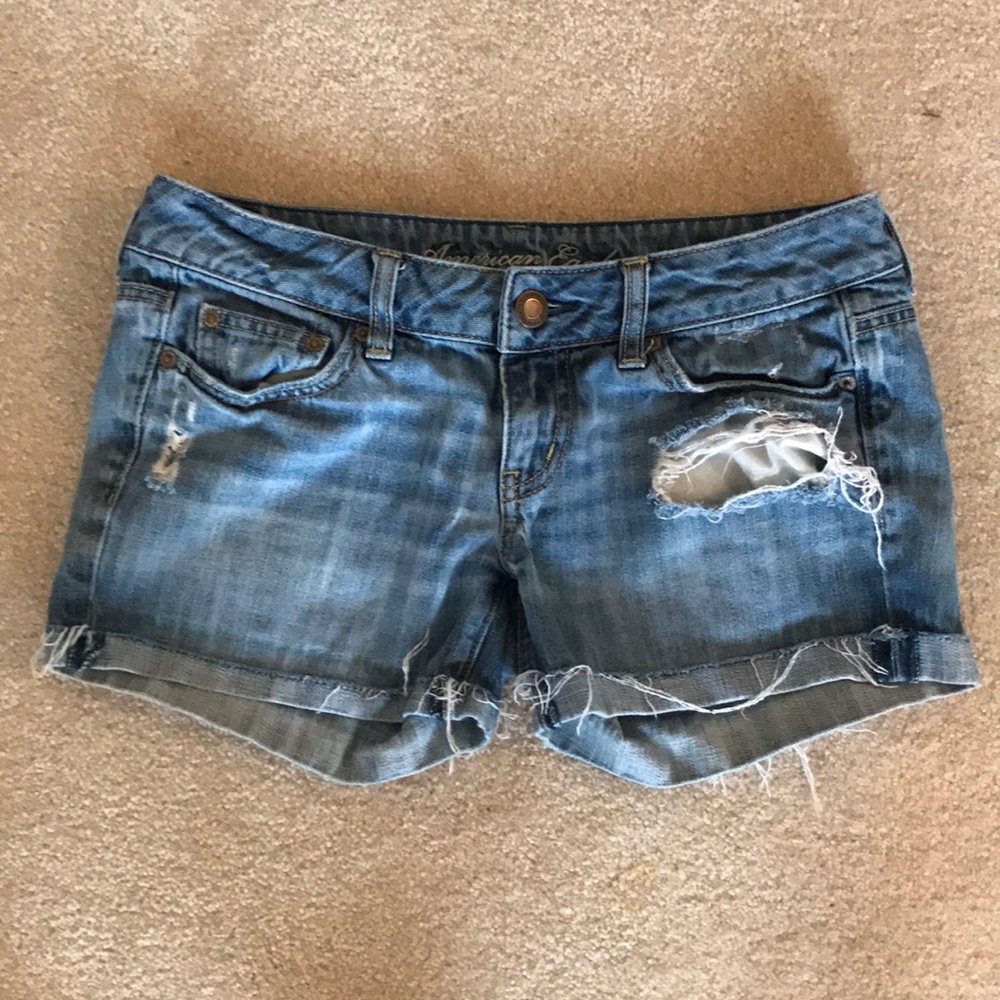 Ripped Denim Jean Shorts